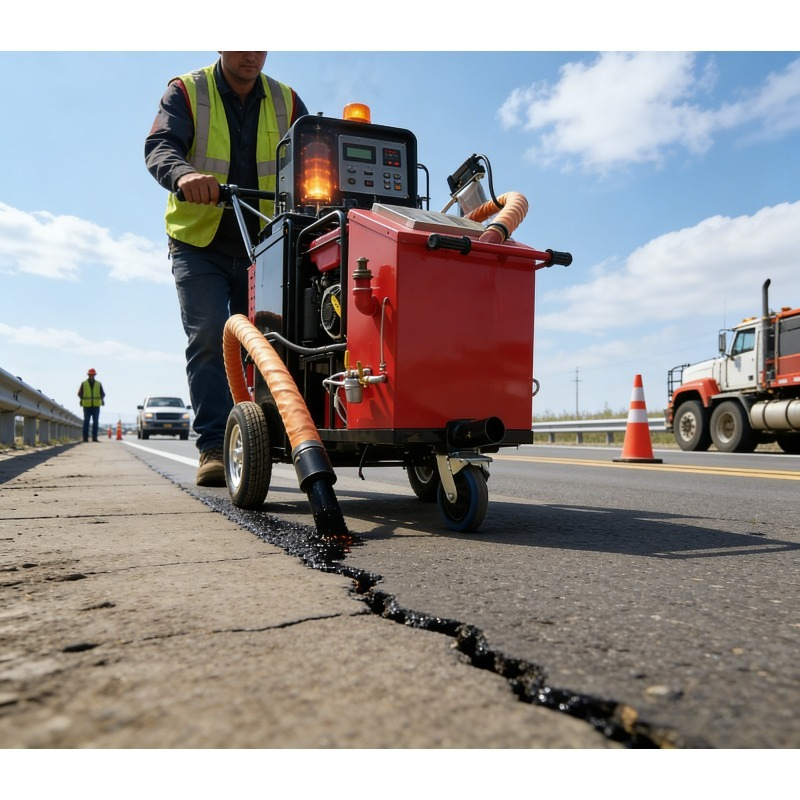 Road Crack Sealing Machine - Mesin Penambal Retak Otomatis Berpenggerak Hidrolik